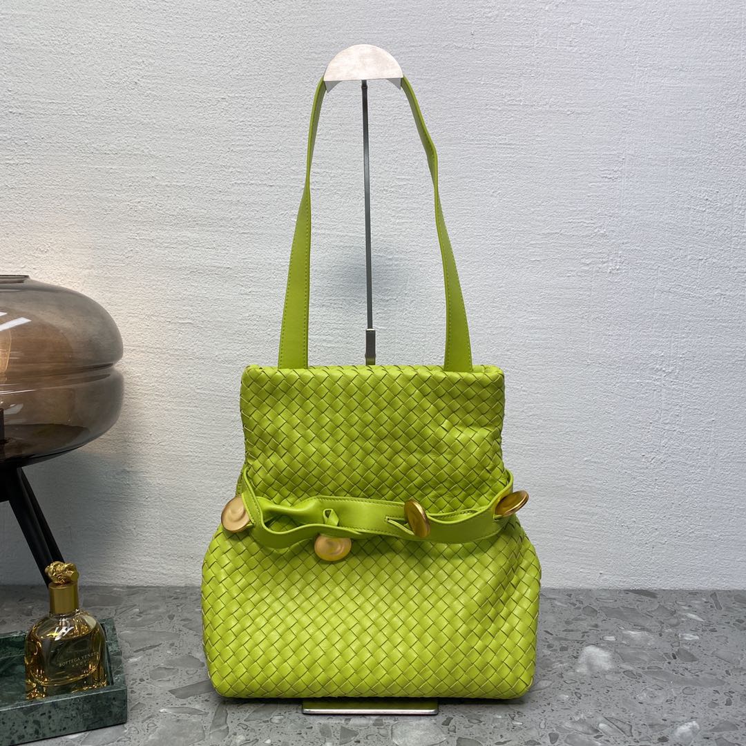 Top Quality Intrecciato Shoulder Bag Neon Green, For Women, Women’s Bags 10.2in/26cm