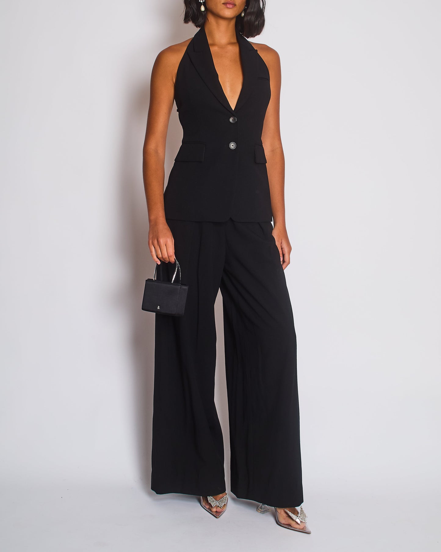 A.L.C Black Tailored Waistcoat and Wide Leg Tro r Set Top Size US 0 (UK 4) Tro rs Size US 2 (UK 6)