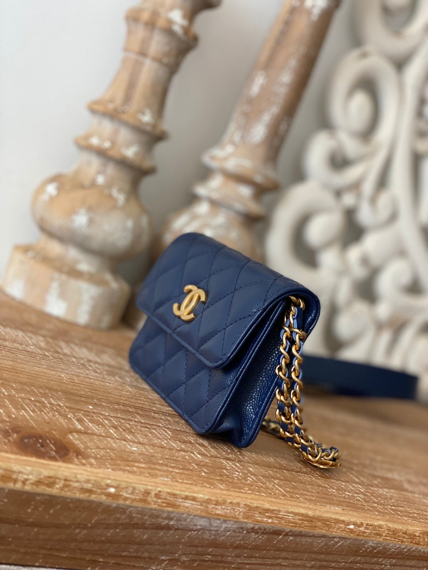 CHL Clutch With Chain Blue For Women Bags 4.8in/12.3cm