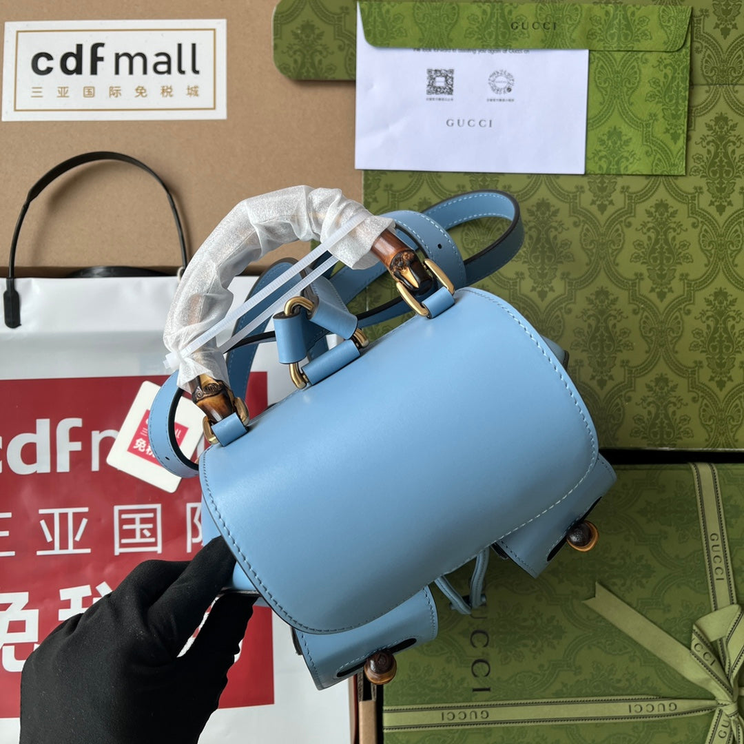 gg Bamboo Small Backpack Blue For Women, Women’s Bags 8in/22cm gg ‎‎702101 UZY0T 4338