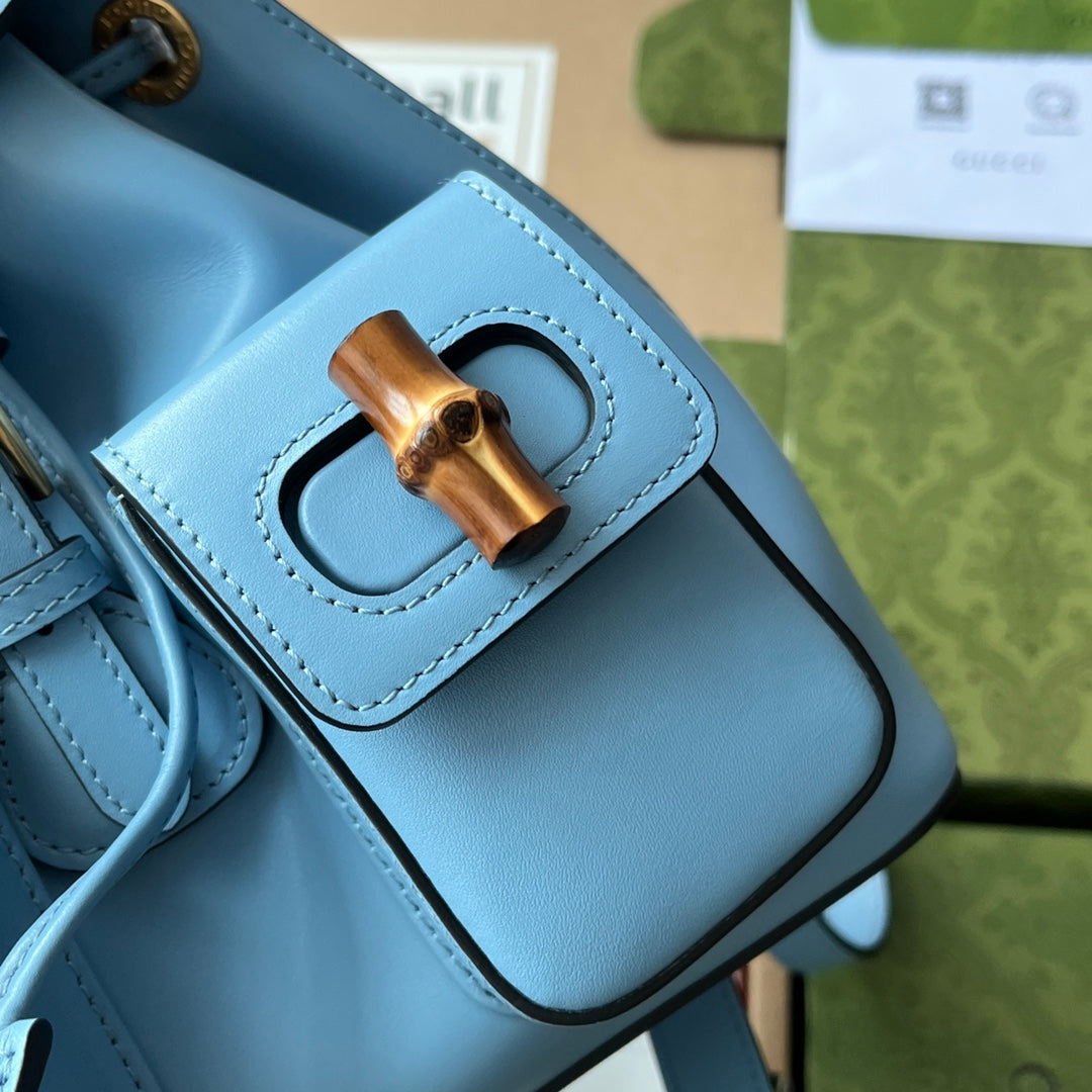 gg Bamboo Small Backpack Blue For Women, Women’s Bags 8in/22cm gg ‎‎702101 UZY0T 4338