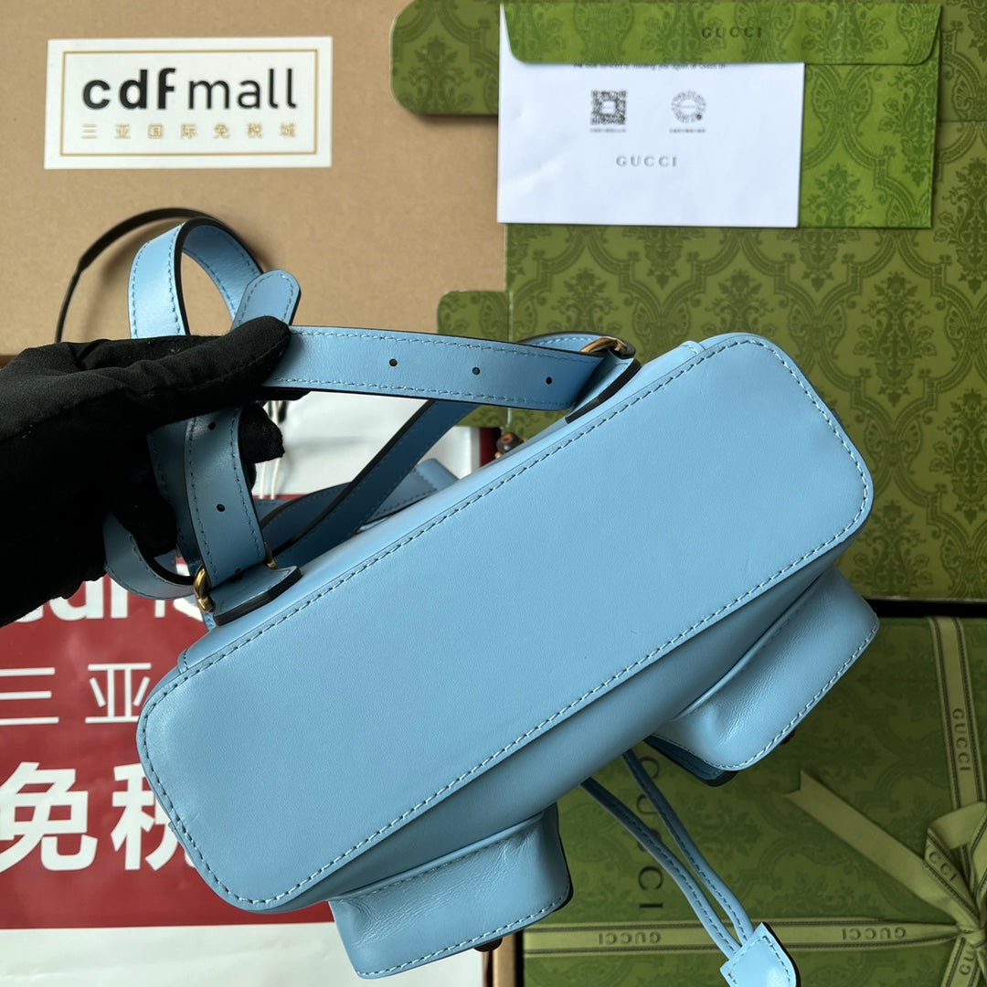 gg Bamboo Small Backpack Blue For Women, Women’s Bags 8in/22cm gg ‎‎702101 UZY0T 4338