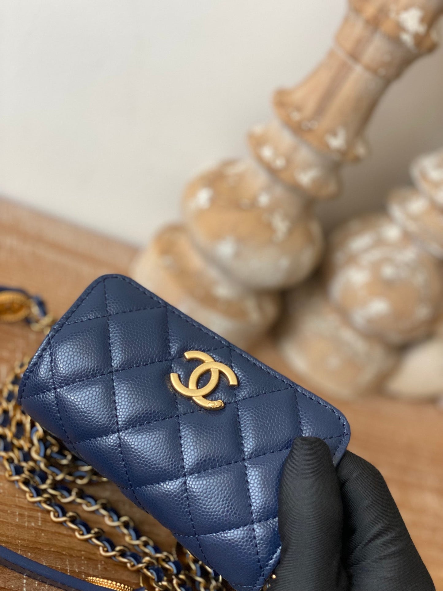 CHL Clutch With Chain Blue For Women Bags 4.8in/12.3cm