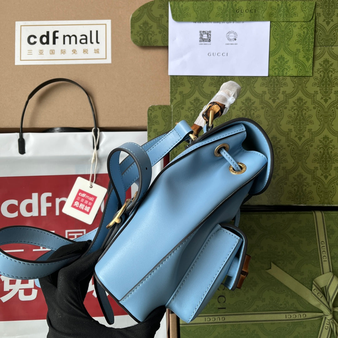 gg Bamboo Small Backpack Blue For Women, Women’s Bags 8in/22cm gg ‎‎702101 UZY0T 4338