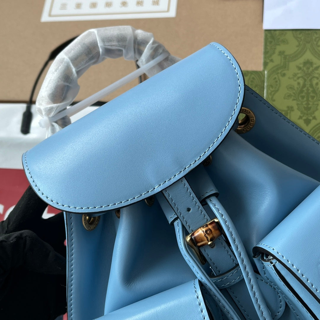 gg Bamboo Small Backpack Blue For Women, Women’s Bags 8in/22cm gg ‎‎702101 UZY0T 4338