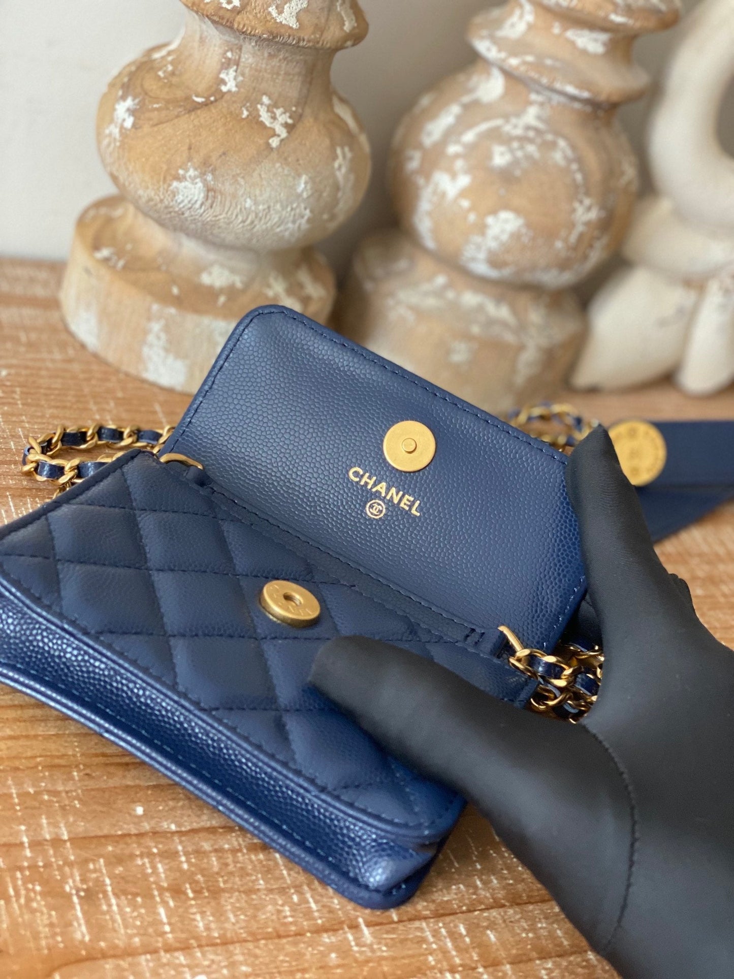 CHL Clutch With Chain Blue For Women Bags 4.8in/12.3cm