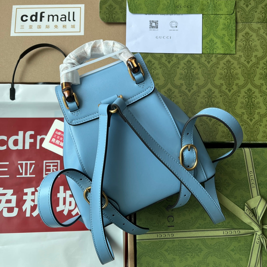 gg Bamboo Small Backpack Blue For Women, Women’s Bags 8in/22cm gg ‎‎702101 UZY0T 4338