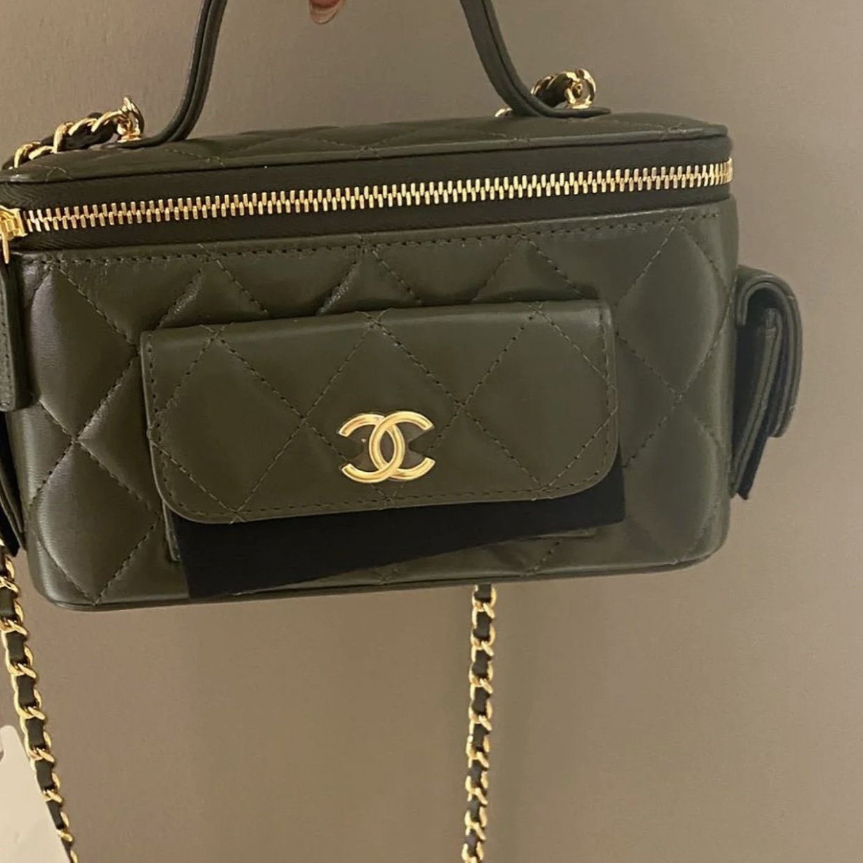 CHLVanity Bag With Strap Dark Green For Women, Women’s Bags 6in/17cm