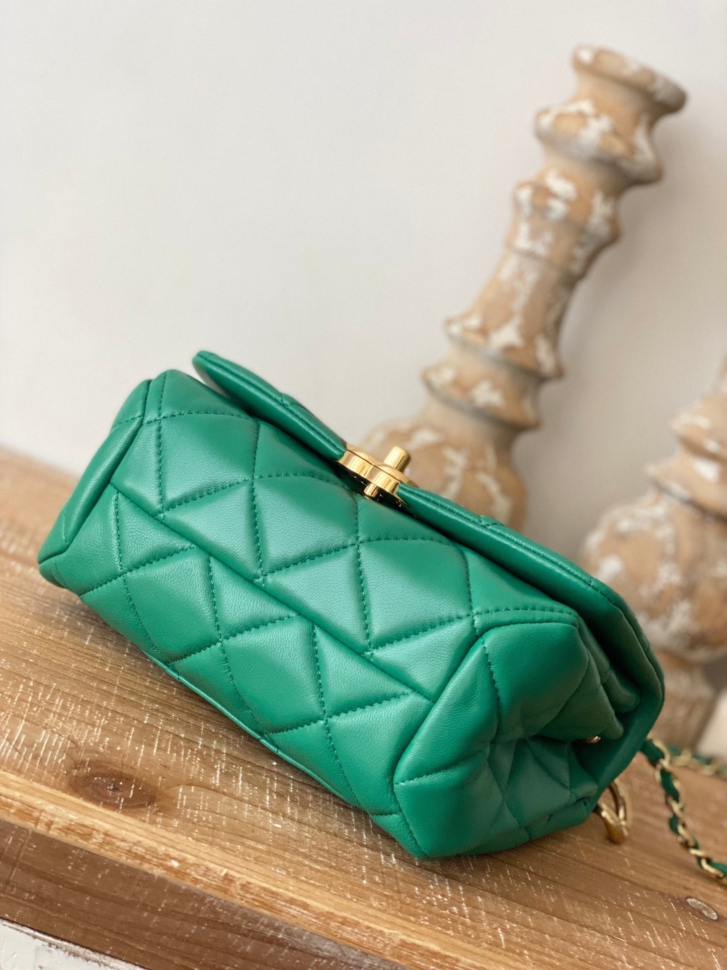 CHL Classic Diamond Flap Bag Green For Women, Women’s Bags 9.1in/23cm