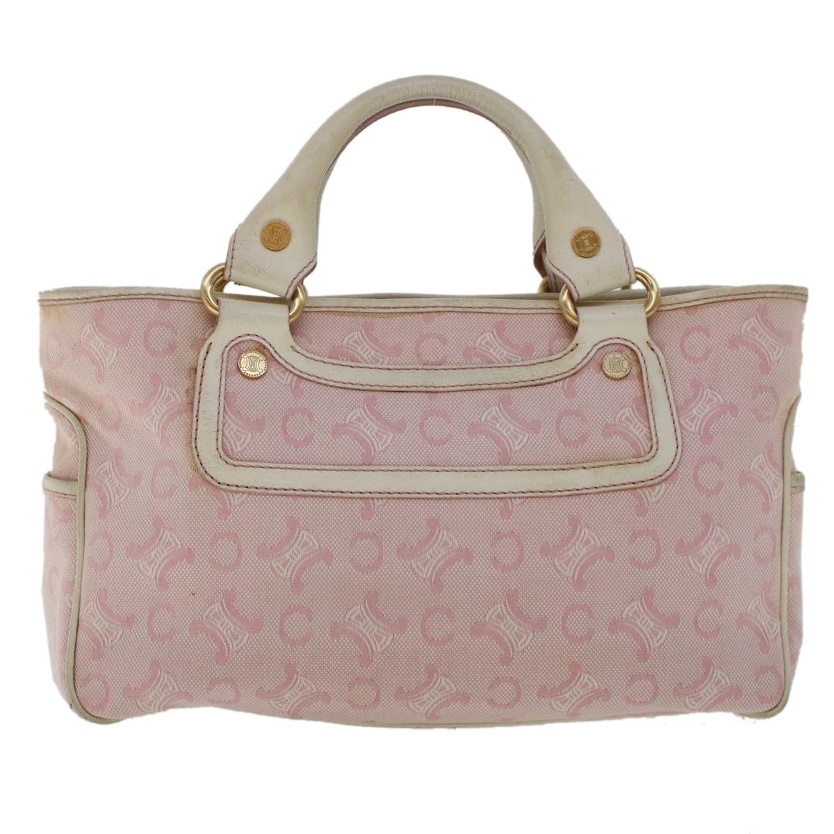 Luxury CELINE C Macadam Canvas Hand Bag Leather Pink  yb138