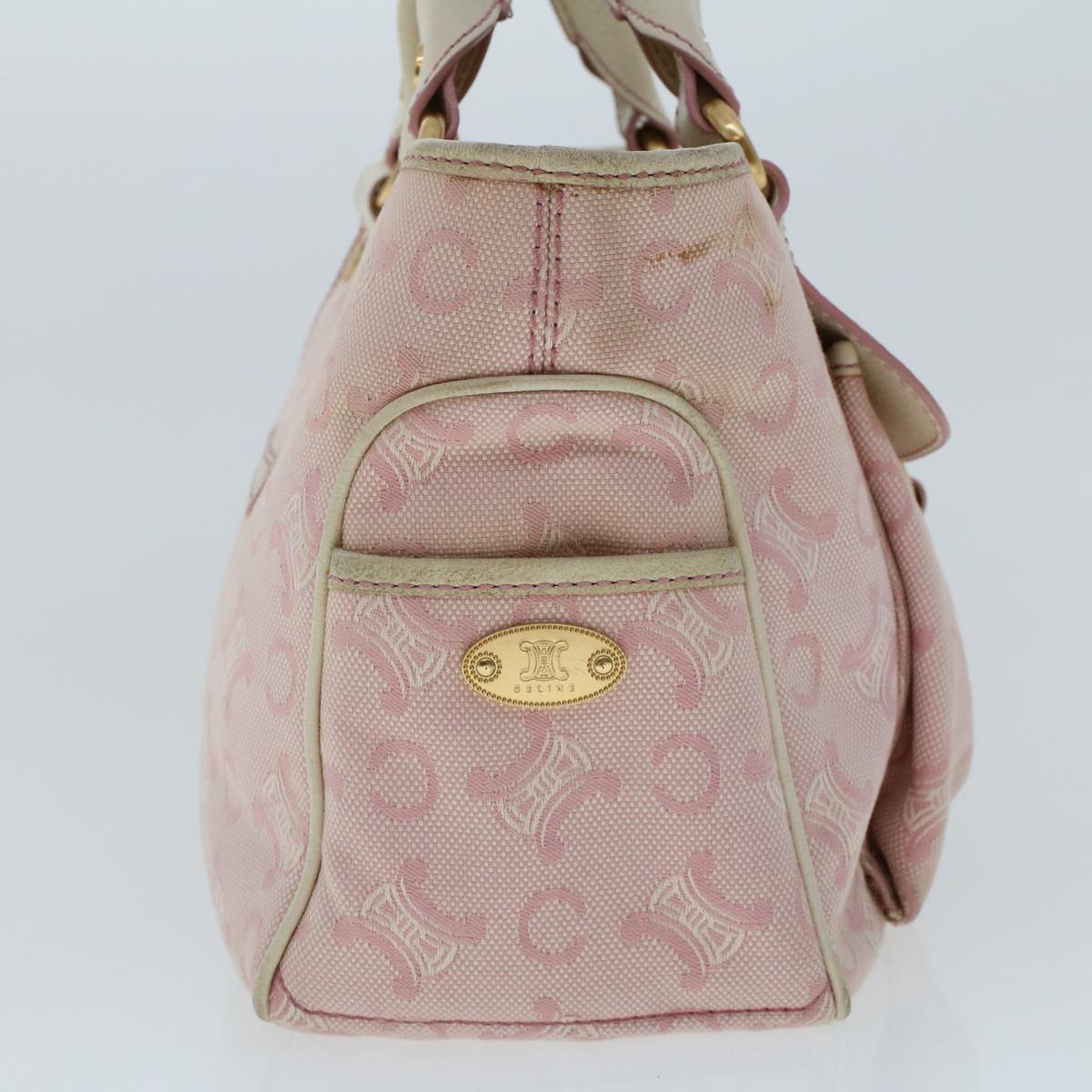 Luxury CELINE C Macadam Canvas Hand Bag Leather Pink  yb138
