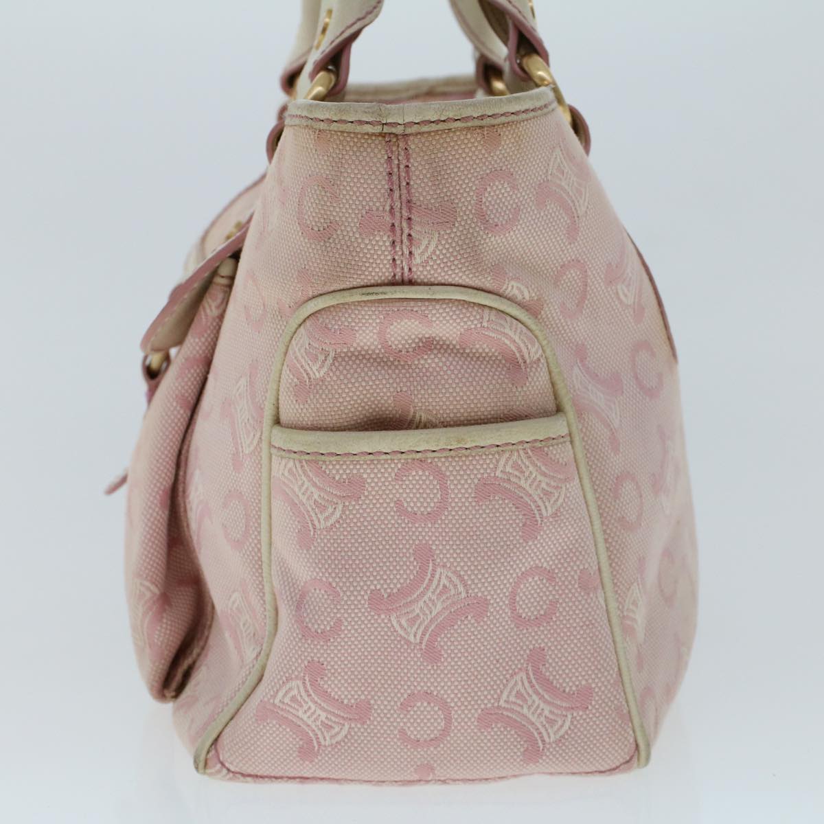 Luxury CELINE C Macadam Canvas Hand Bag Leather Pink  yb138