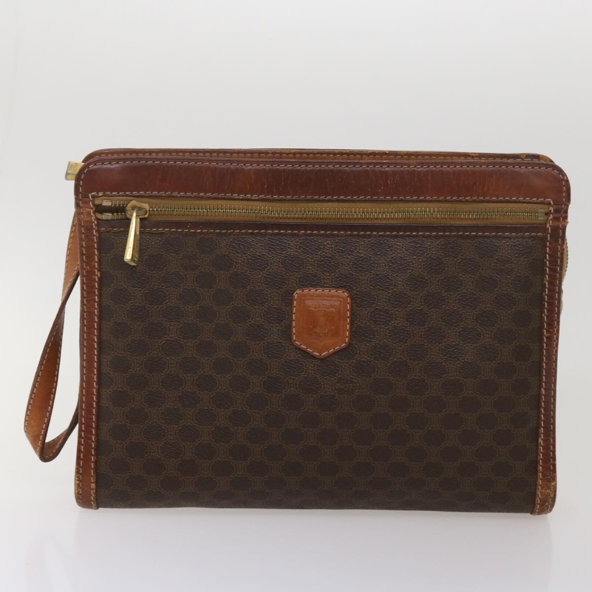 Luxury CELINE Macadam Canvas Clutch Bag Shoulder Bag PVC 3Set Brown Beige 10921