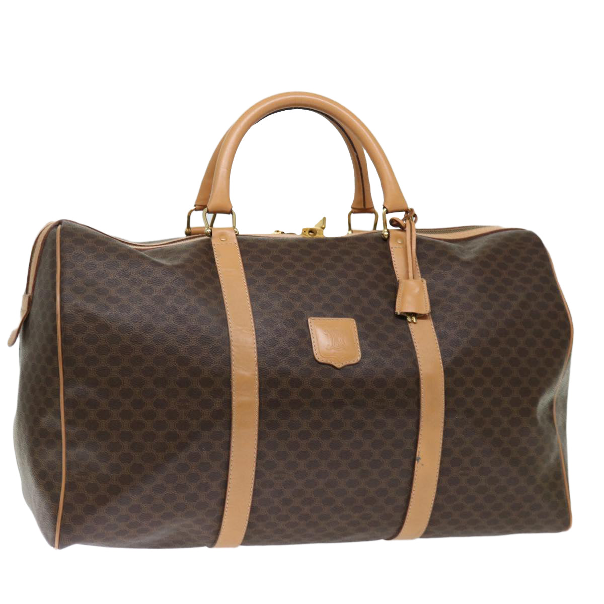 Luxury CELINE Macadam Canvas Boston Bag PVC Brown 11832
