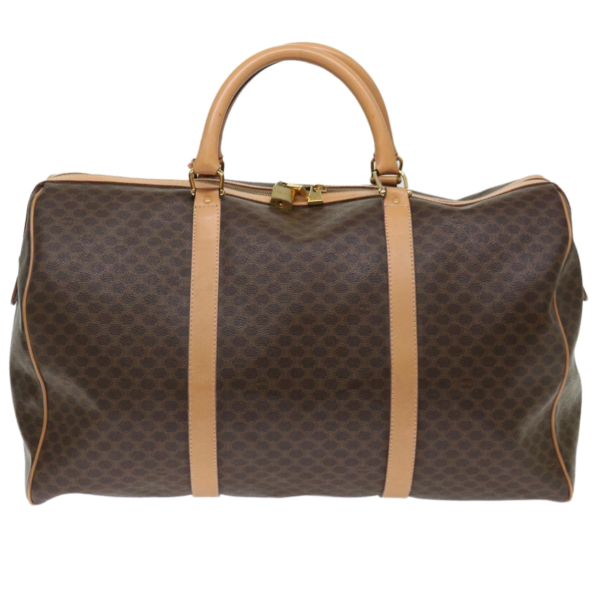 Luxury CELINE Macadam Canvas Boston Bag PVC Brown 11832