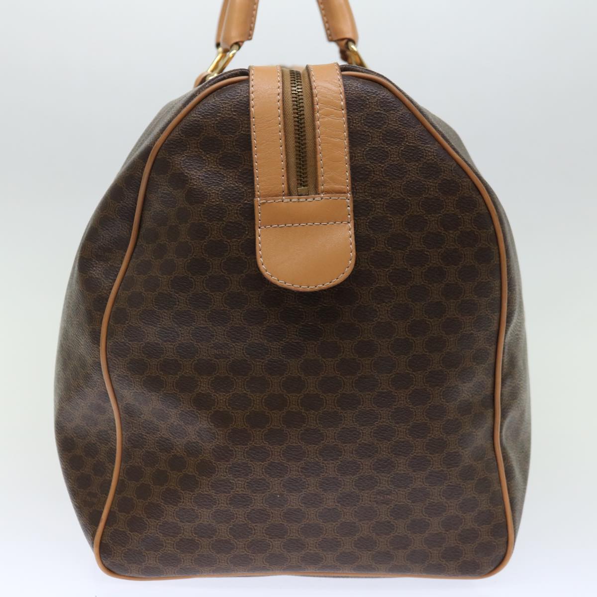 Luxury CELINE Macadam Canvas Boston Bag PVC Brown 11832