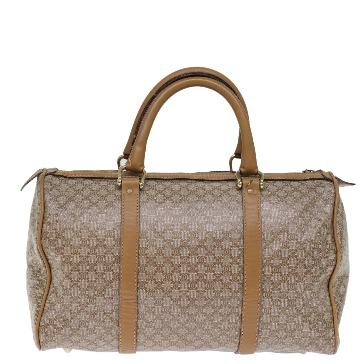 Luxury CELINE Macadam Canvas Boston Bag Beige 12053