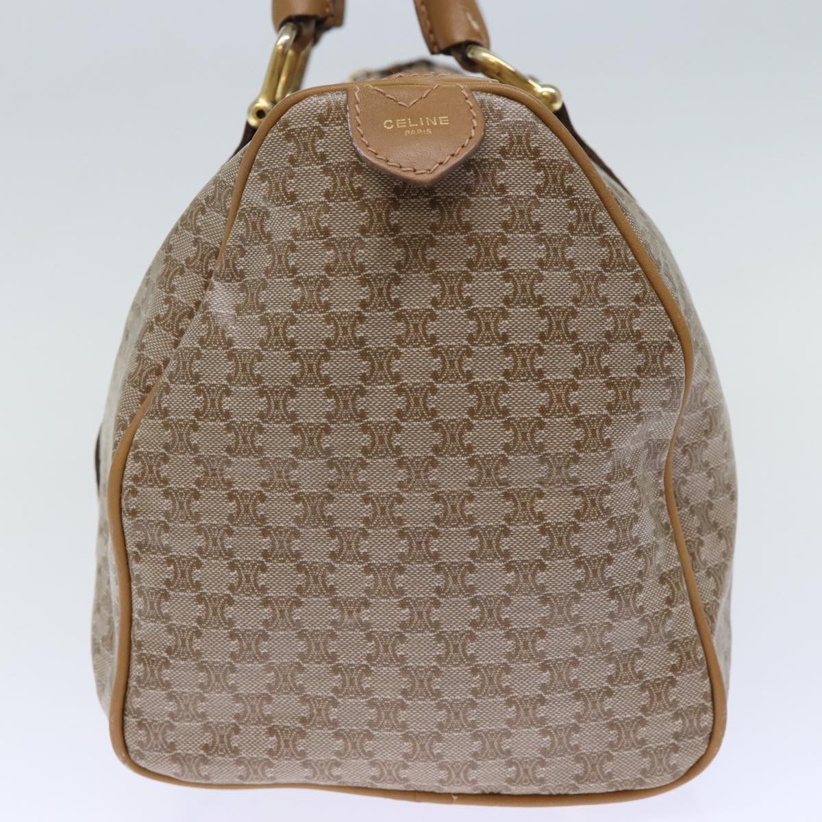 Luxury CELINE Macadam Canvas Boston Bag Beige 12053