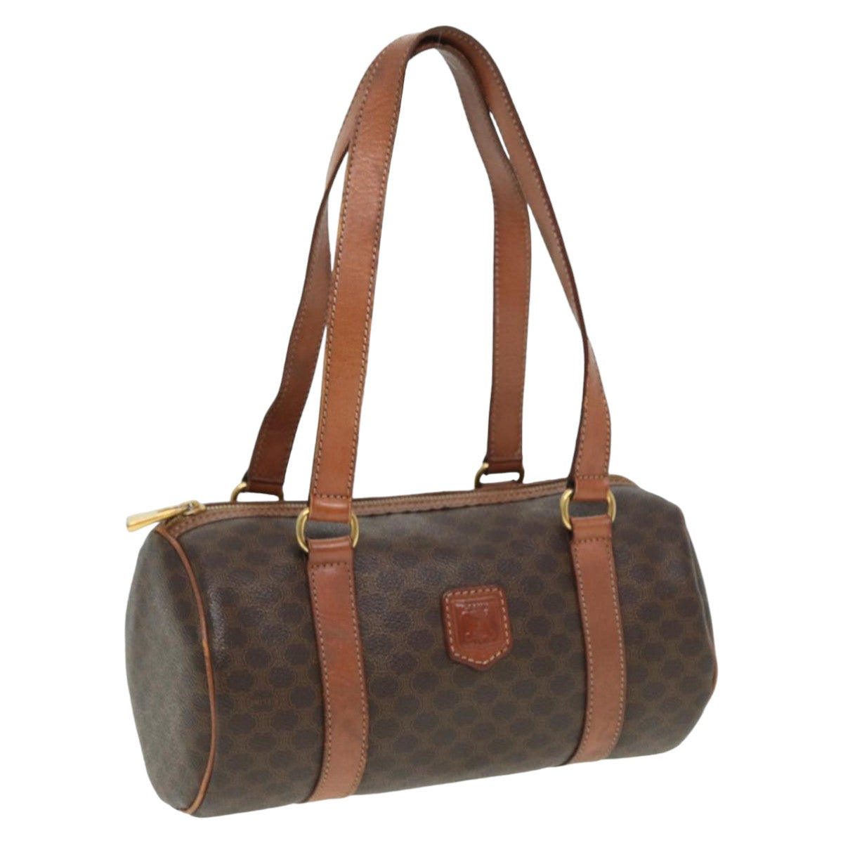 Luxury CELINE Macadam Canvas Hand Bag PVC Leather Brown 13425