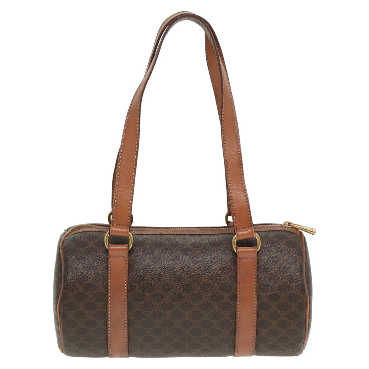 Luxury CELINE Macadam Canvas Hand Bag PVC Leather Brown 13425