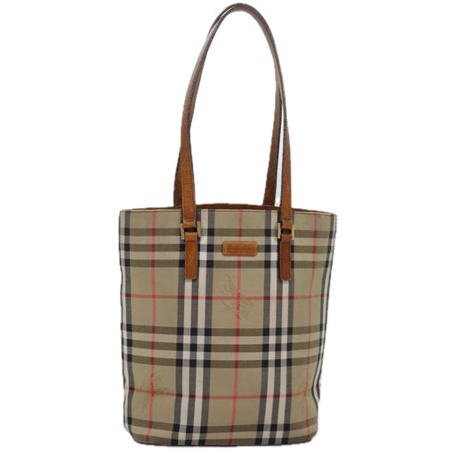 Burberry Nova Check Tote Bag Canvas Beige Auth yk13983