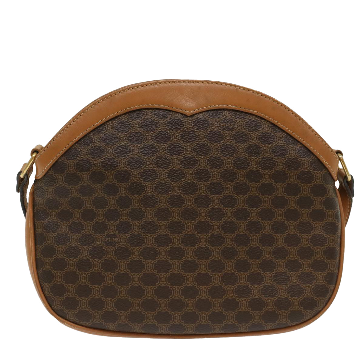 Luxury CELINE Macadam Canvas Shoulder Bag PVC Leather Brown 8282