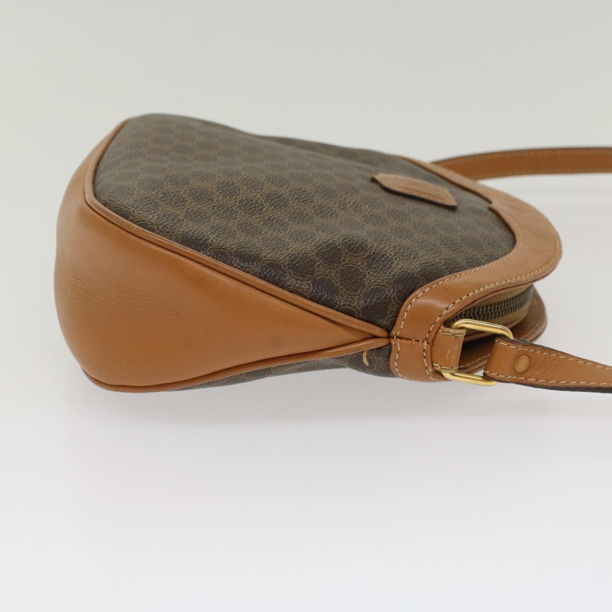 Luxury CELINE Macadam Canvas Shoulder Bag PVC Leather Brown 8282
