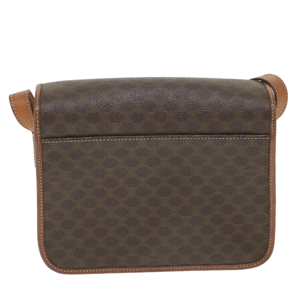 Luxury CELINE Macadam Canvas Shoulder Bag PVC Leather Brown 9354