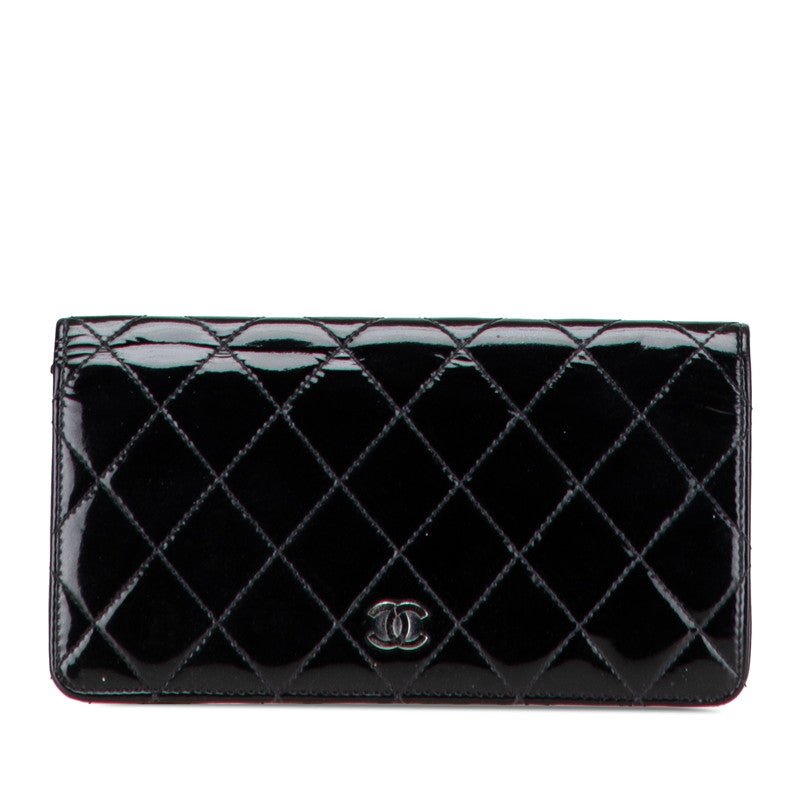 Chanel Coco Mark Matelasse Patent Leather Long Wallet
