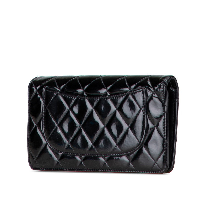 Chanel Coco Mark Matelasse Patent Leather Long Wallet