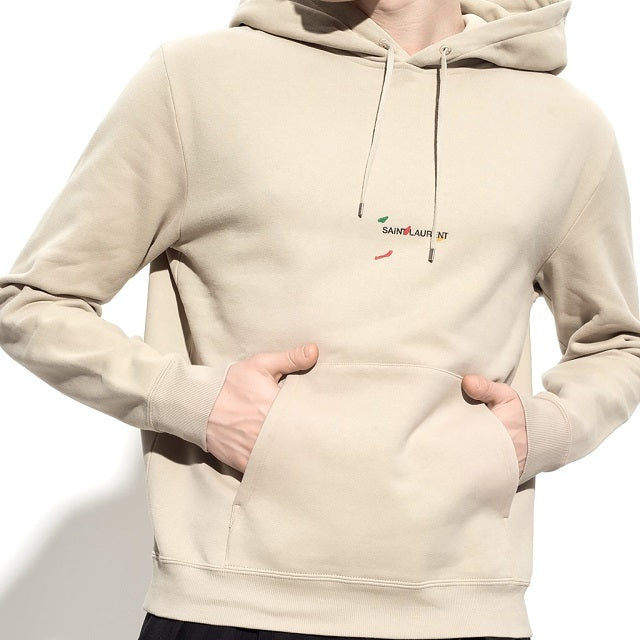 Saint Laurent Paris Ribbed Goosh Hooded Sweatshirt Cotton Sweatshirt